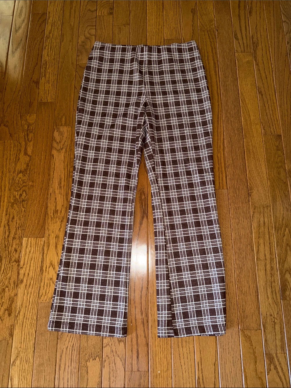 Altar'd State Brown & White Plaid Ankle-Length Pants